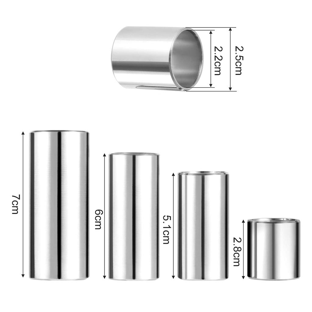 Dreld Sada kytarových slidů, 7cm6cm5.1cm2.8cm, Stříbrné nerezové válcové tónové tyčinky, Kytarové příslušenství, 4dílná sada