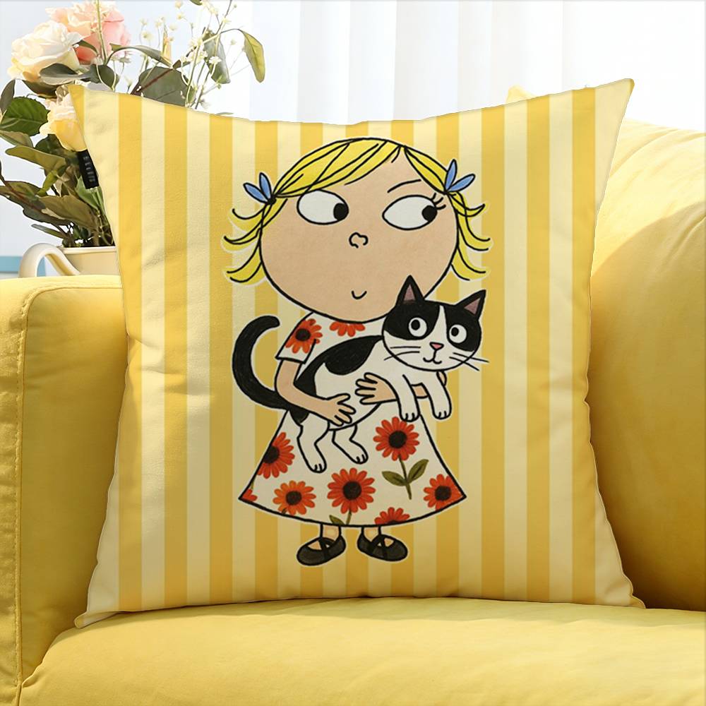 C-Charlie And L-Lola World Various Sizes Square Pillow Case For Car Home Bedchamber Decor