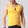 Kolsuz Tank Top erkek Spor Rahat Fanila Düz Renk Dip Streç Spor Tayt Spor Çapraz raylı Koşu Gömlek