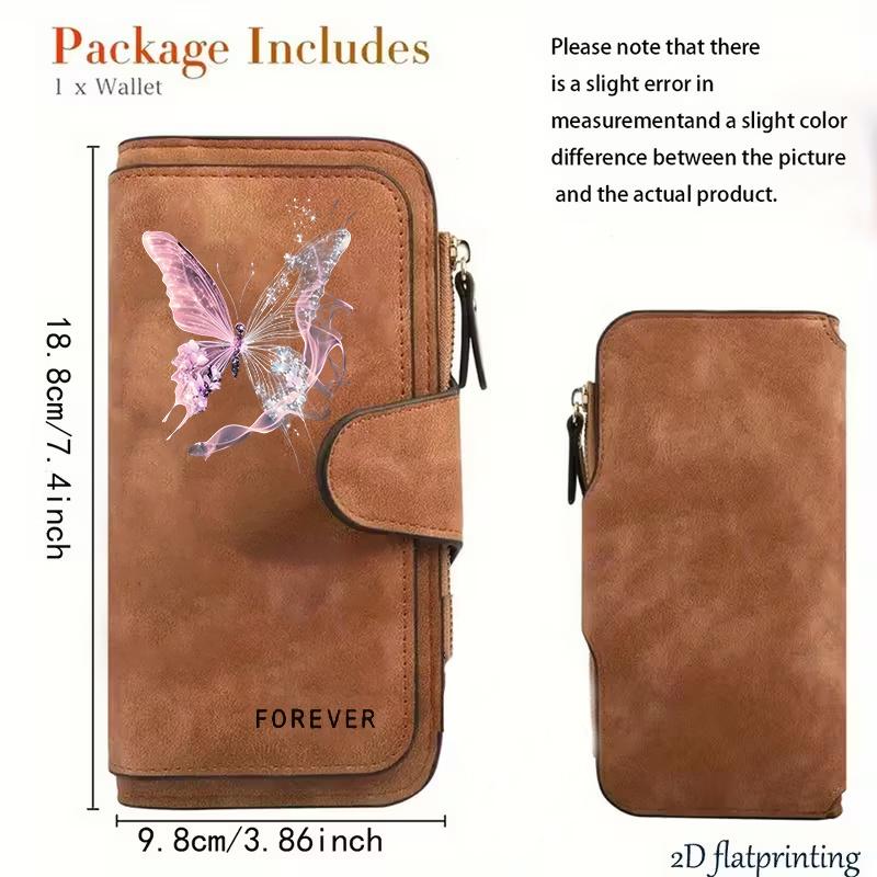 Women's Long Wallet with Butterfly Pattern Multi - function Snap Button Coin Purse Cute Design Gift for Cat Lovers Daily Commute Outdoor Travel