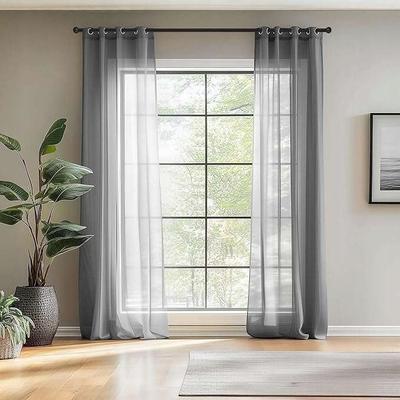 Ready-made Curtain Dark Gray Transparent Eyelets 140x165 Cm 2 Pcs.