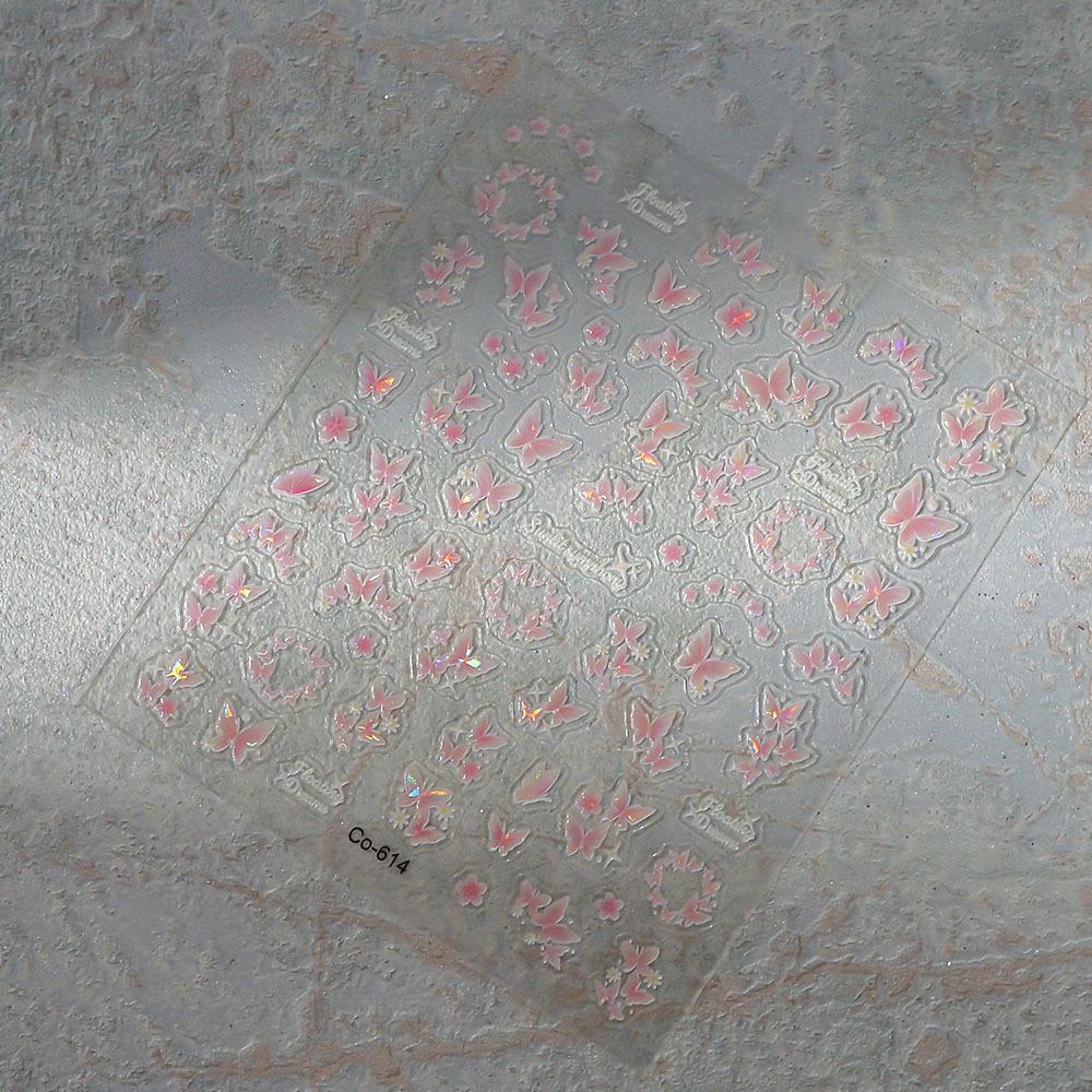 Colorful 3D Seashell Light Butterfly Nail Stickers with Adhesive Backing