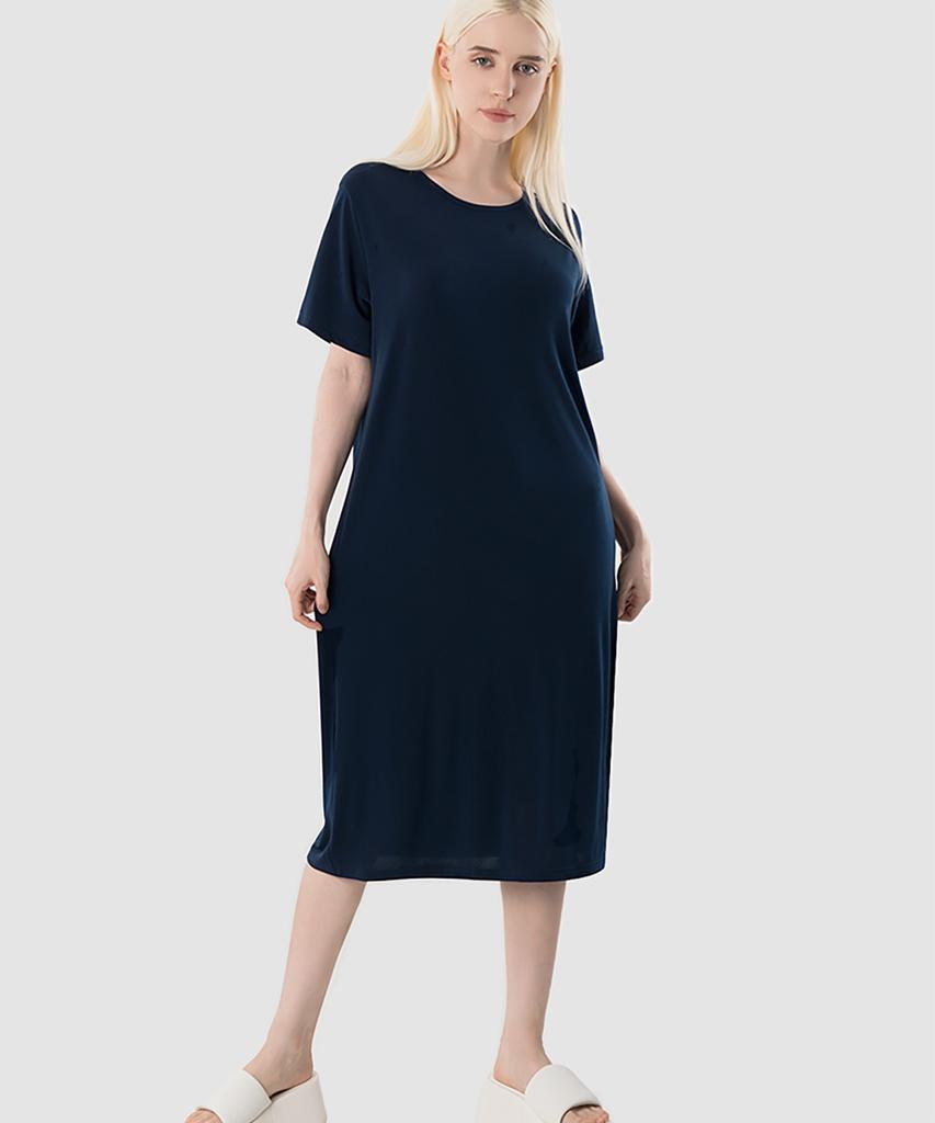 ARMEDES Damen Locker geschnittenes Kurzarm-Maxikleid Ar-314