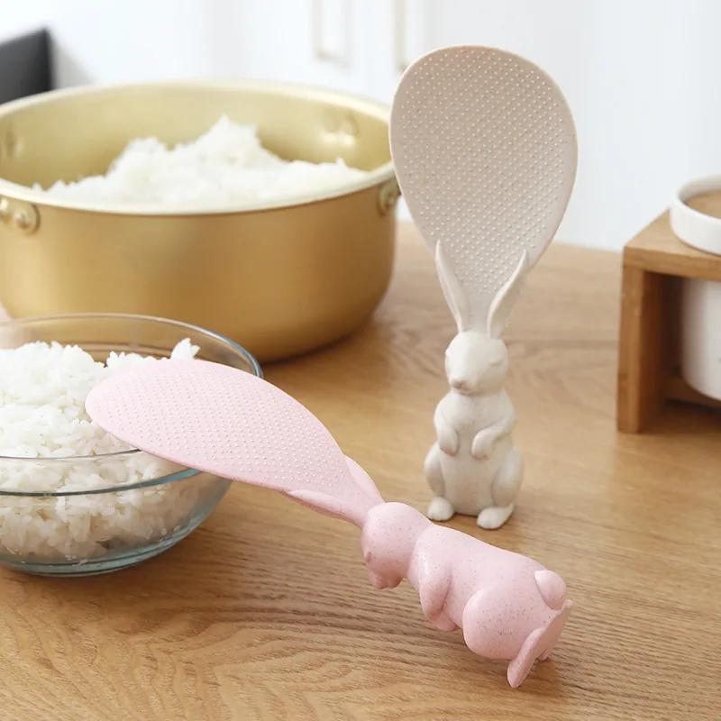 Wheat Straw Rabbit Spoon Can Stand Up Rabbit Rice Shovel  Cooker  Spoon Creative Non-Stick Rice Cartoon Rice Spoon