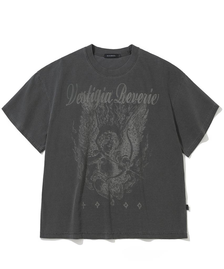 NOT4NERD Ignited Angel Pigment Loose Cropped T-Shirts - Charcoal