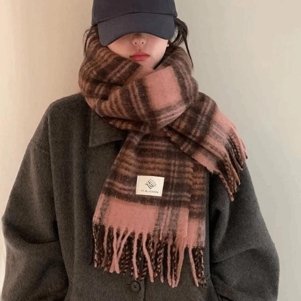Long Tassel Winter Scarf Thicken Striped Wraps Fashion Large Shawl Women