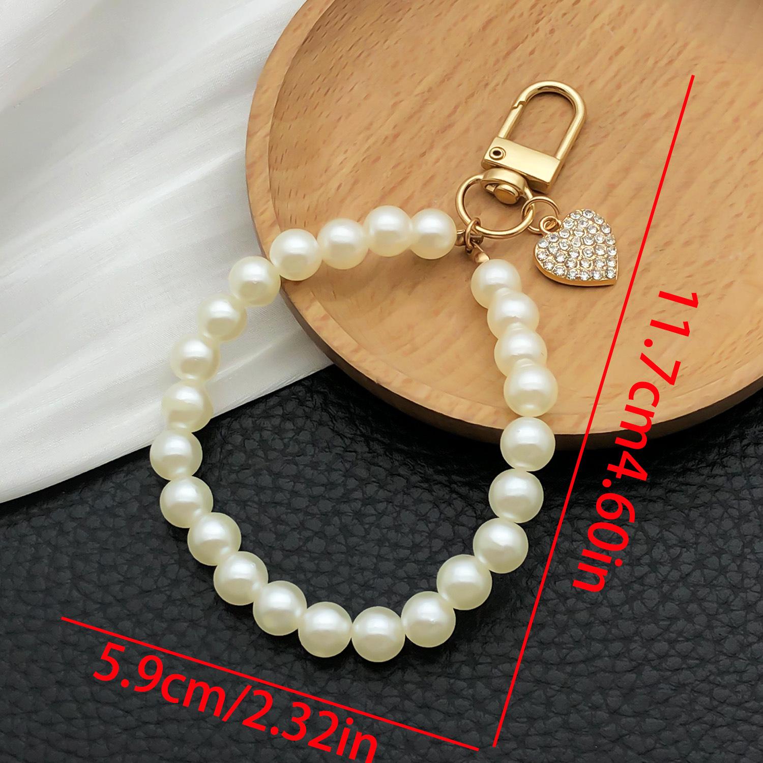 Creative Faux Pearl Heart Keychain & Personalized Phone Case Bag Pendant