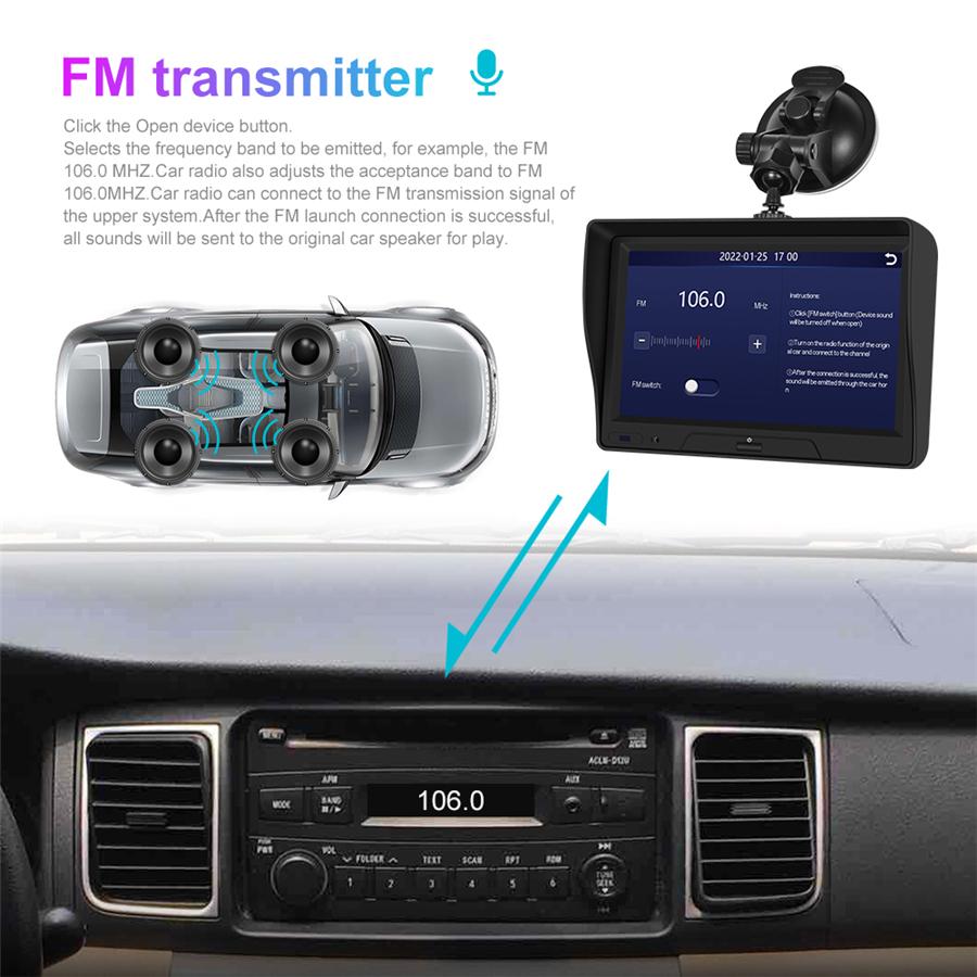 Dash Cam Portable 7" Screen Support Wireless Carplay & Android Auto +Rear Camera