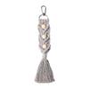 Nordic Minimalist Handmade Tassel Keychain with Woven Wood Beads and Cotton Rope