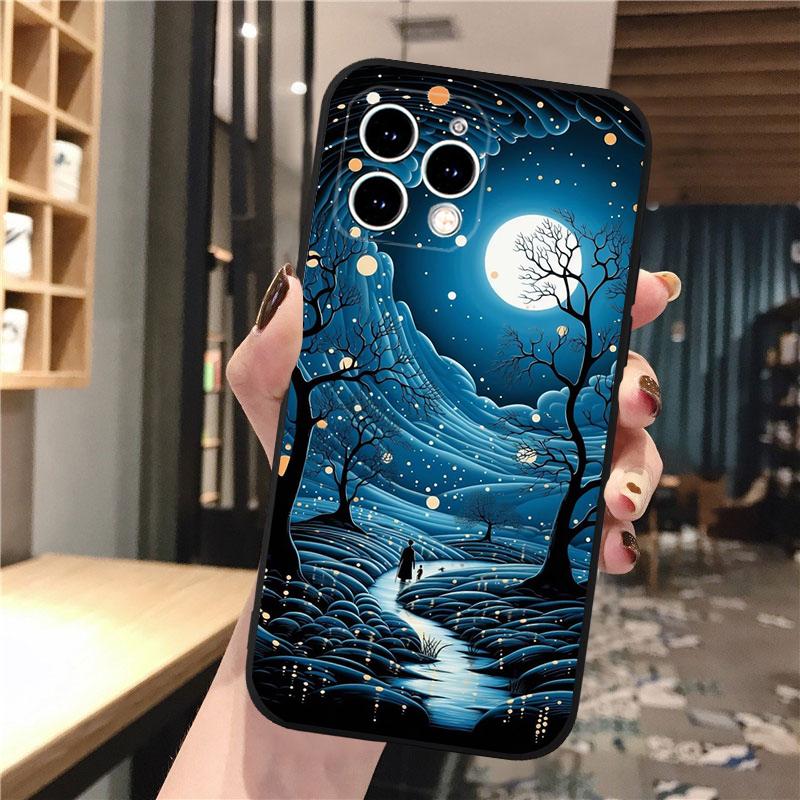 

Чехол для телефона с изображением лунного ночного пейзажа для iPhone 15 14 Pro Max 13 12 11 Pro Max XSMax XR 12 13 mini 14 Plus Shell iphone 15ProMax