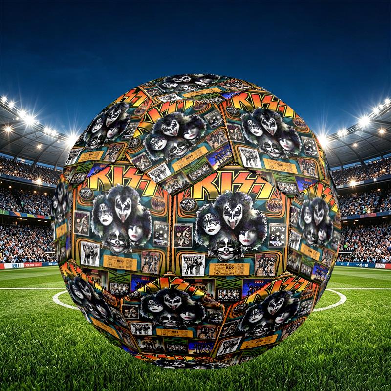 Rock and Roll Print Size 5 Soccer Ball, PU Wear Resistant Football for Match Training and Daily Practice, Birthday Gift for Soccer Fans