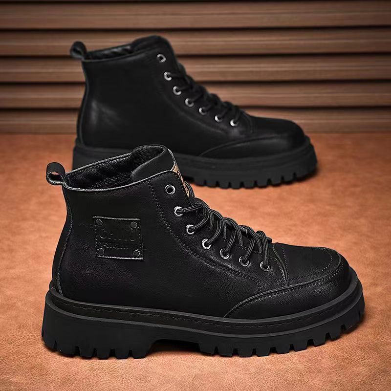 Fashion High Quality Men's Boots Platform Hiking Luxury British Style Leather Boots for Men Waterproof Lace-up Boot Casual Outdoor Shoes