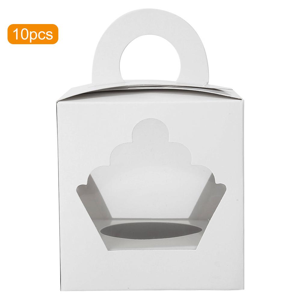 

10pcs Cupcake Box Cases 1 Hole Window Face Gift for Weddings Festival