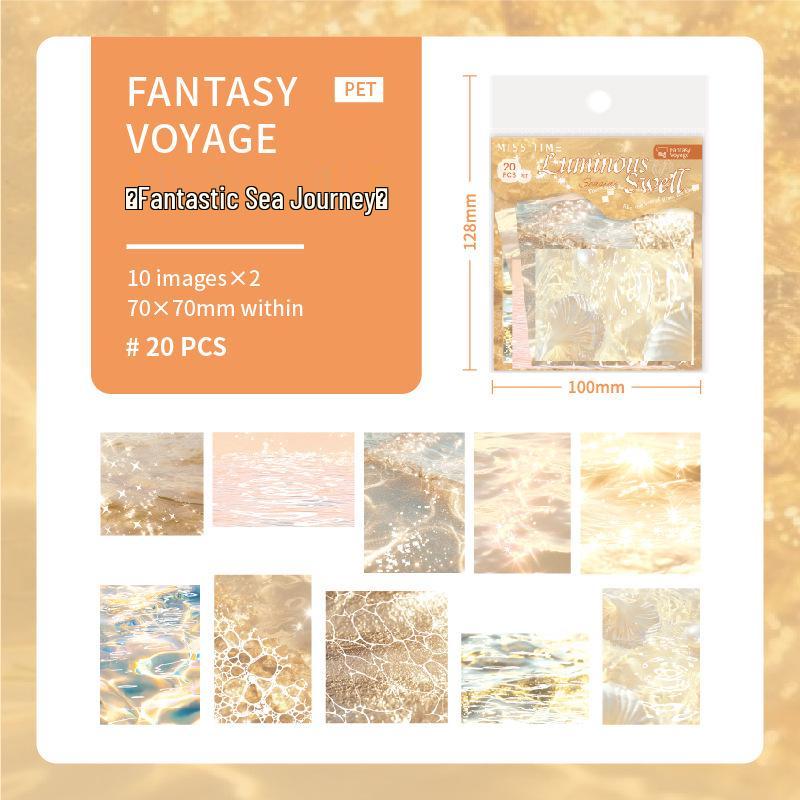 Shí Guāng Flowing Light Wave PET Stickers - Wave Theme Decorative Collage Base (6 Styles)