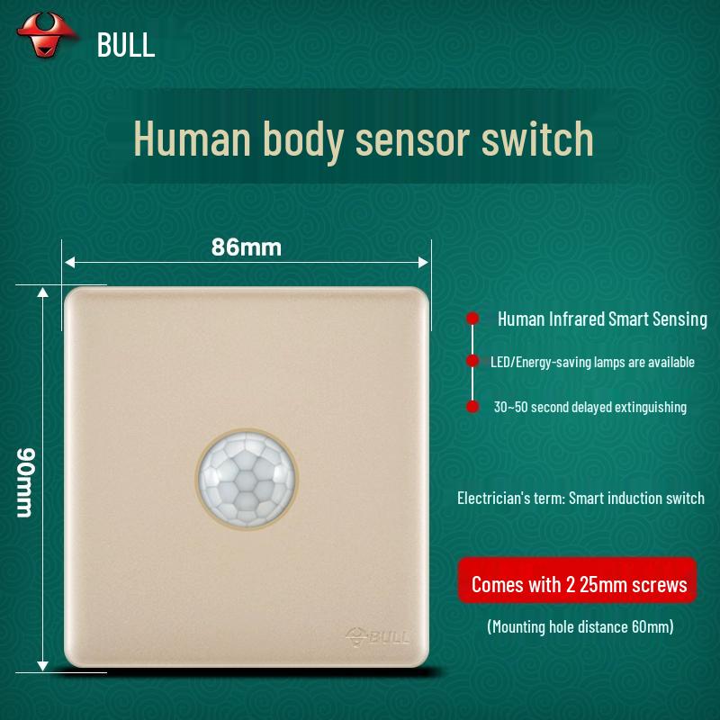 Gongniu G28 Champagne Gold Human Body Induction Wall Switch Panel