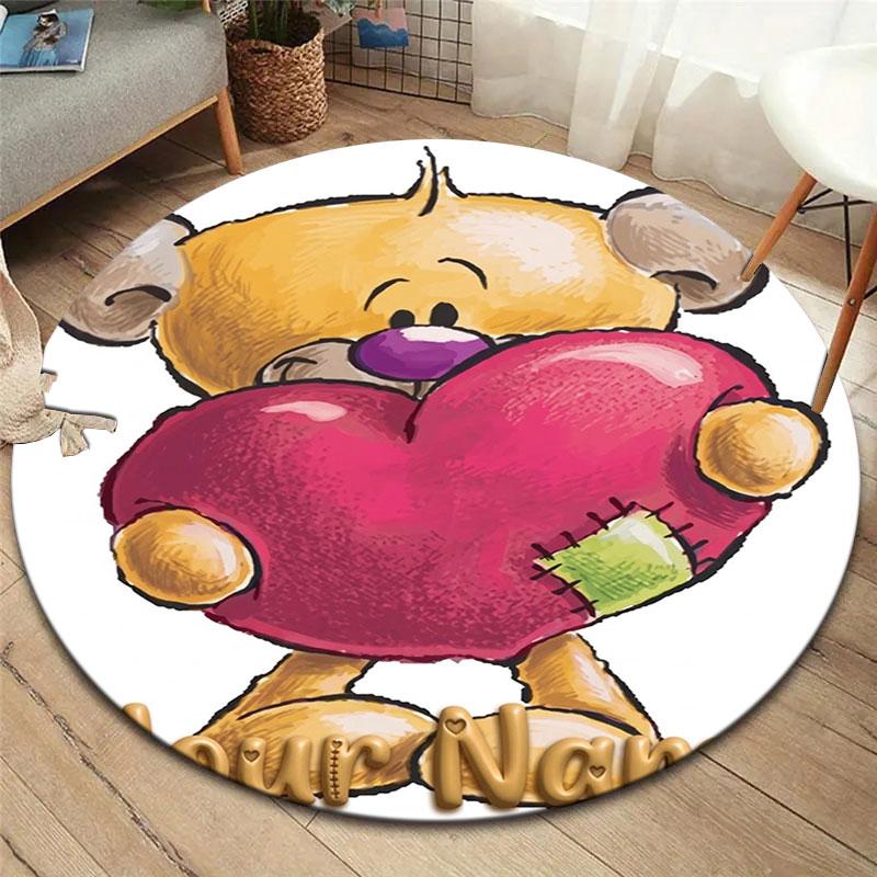 Diddl Custom Name Round Area Rug,Carpet Rug for Living Room Bedroom Sofa Playroom Decor,Non-slip Floor Mat