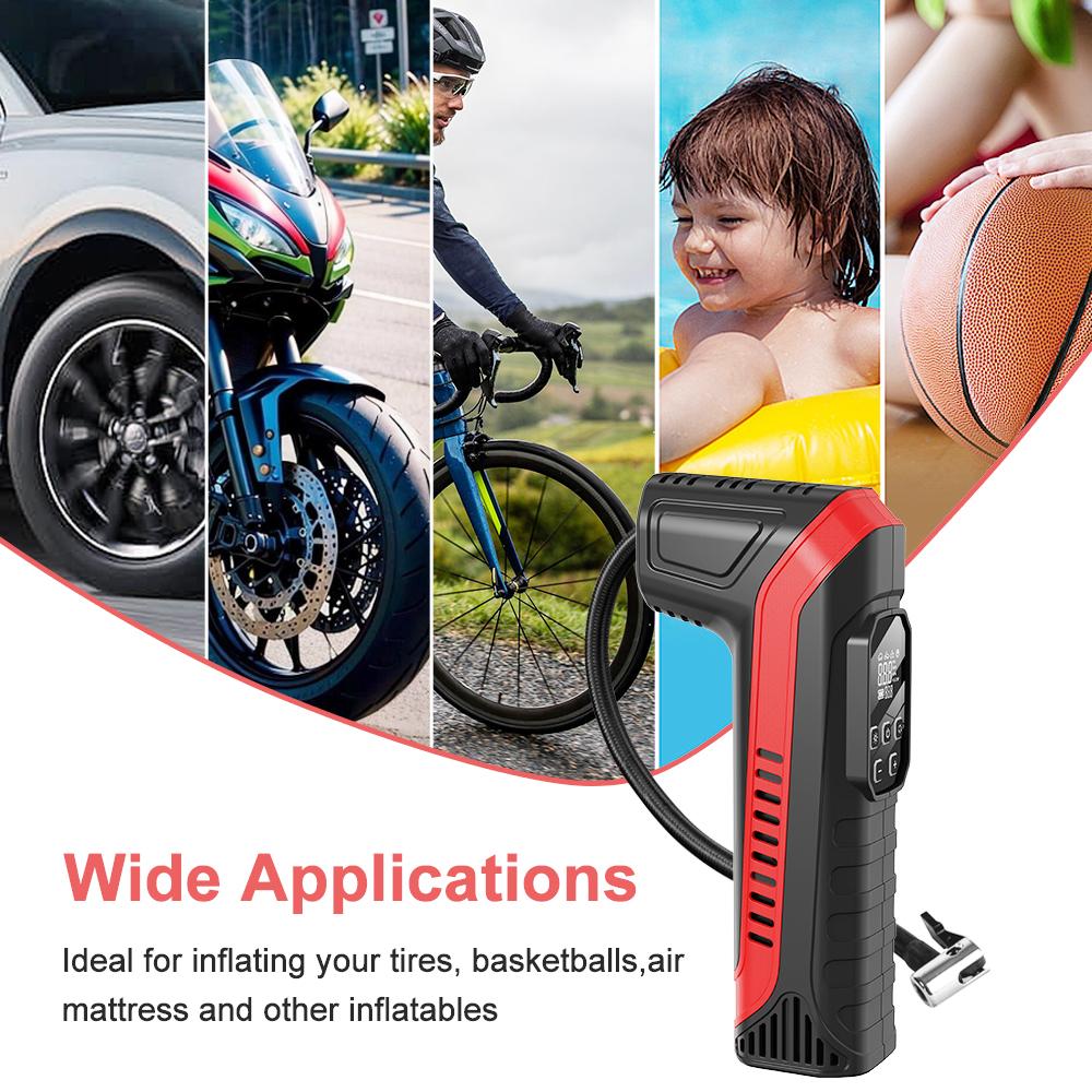 

150 PSI Надувной портативный воздушный компрессор шинный насос воздушный компрессор светодиодный экран Duai для мотоцикла велосипеда лодки покрышки мячи Battery Powered
