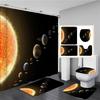 Fantasy Earth And Moon Galaxy Cosmic Space Sky Shower Curtains Bathroom Curtain Set Bath Mats Rug Bathtub Accessories Home Decor