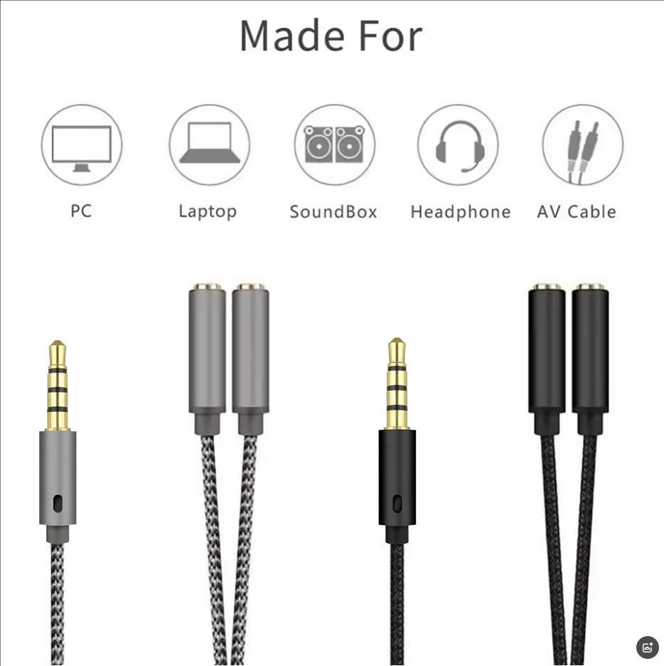 Headset Adapter Headphone Mic and Speaker Y Splitter Cable 3.5mm  Audio Male to 2 Female For Earphone Extense Mobile Audio