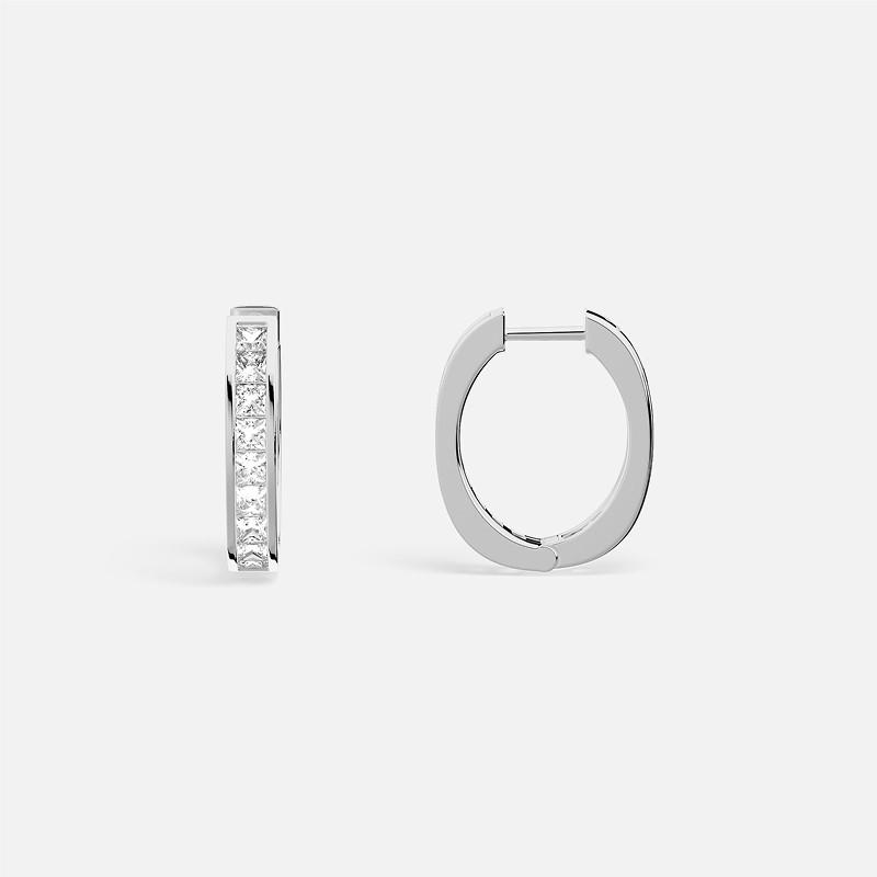 APM Monaco Silver-white Pavé Hoop-shaped Alloy Earrings, Same Style for Men and Women, Couple Style WE16801OX