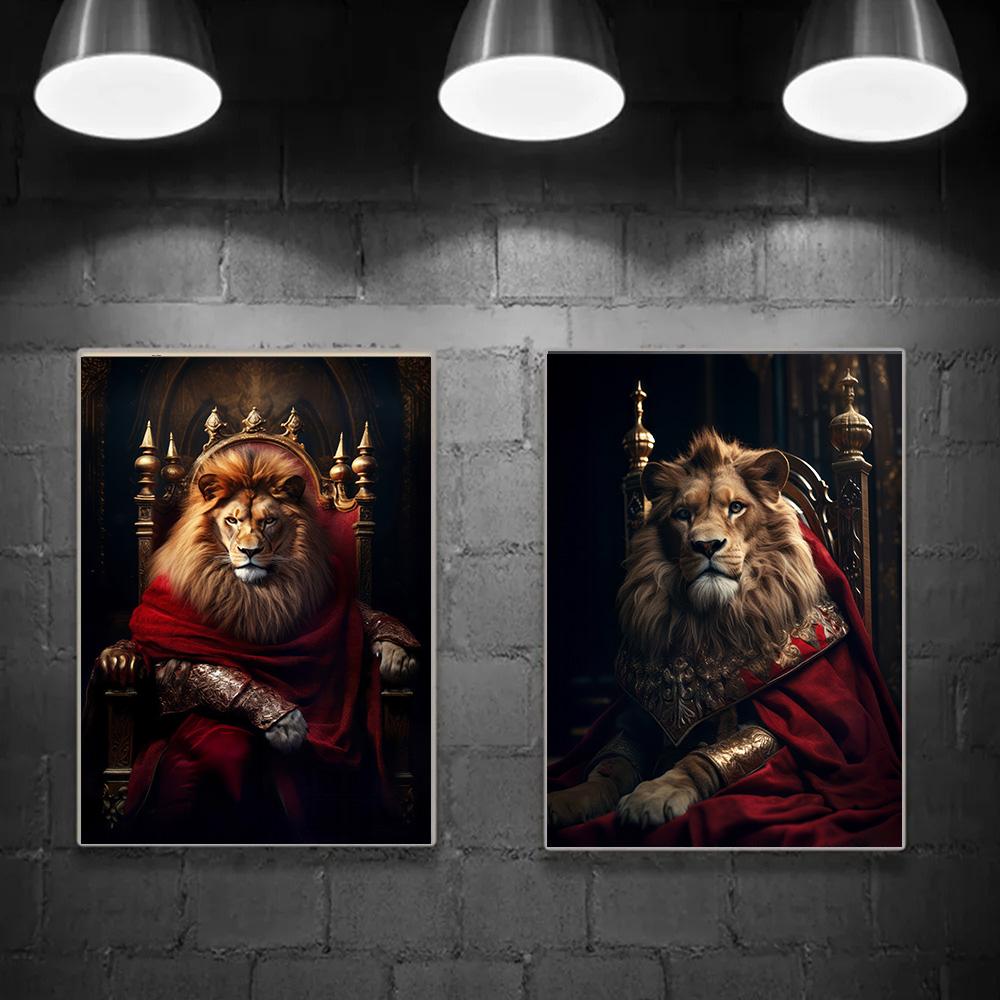 Moderne Abstrakte Tier Löwe Poster und Drucke Leinwandmalerei Wandkunst Wildtiere Bilder für Wohnzimmer Heimdekor