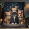 Kittens Under Starry Sky Fleece Blanket Cute Cats Print Throw Soft Cozy All Season Bedding Home Decor Gift For Cat Lovers