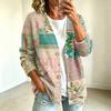 Women's fashionable casual buttoned patchwork fabric printed coat