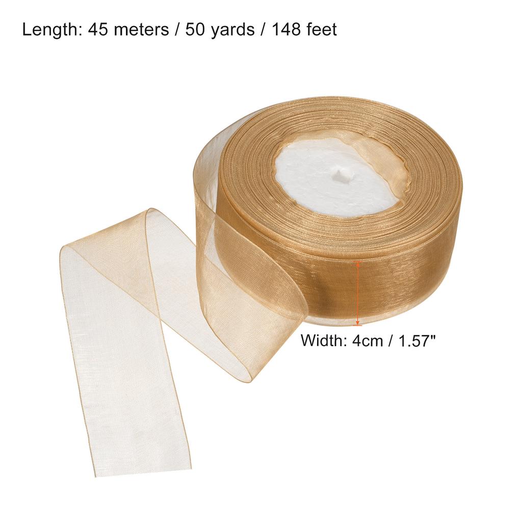 Sheer Organza Ribbon Chiffon Decoration Fabric for Gift Wrapping Crafts Wedding Bouquet 1-37/64 Inch 50 Yard 1 Roll