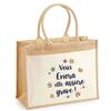 Tote Bag - PLANETEE - Jute with Pocket Enora She's Awesome! - Natural Jute - 43x33 Cm - Printed In France