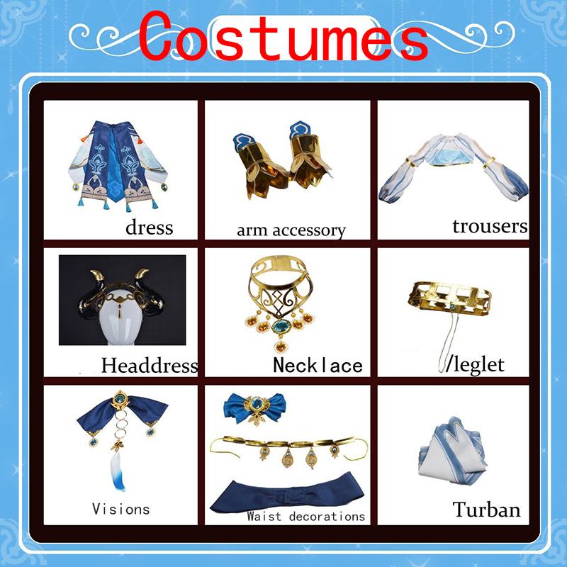 Ysir Impact Game Cos Suit Nilou Cosplay Blue Dress Female Western Region Dancer Suit Full Cosplay