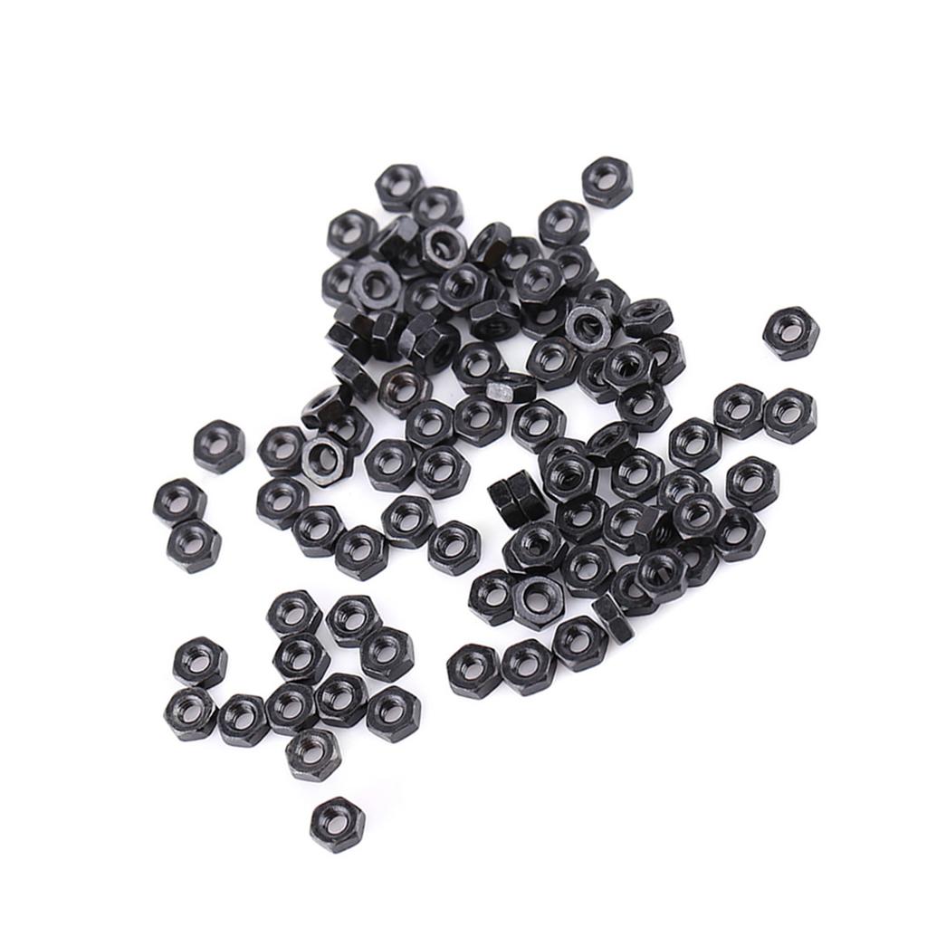 100pcs Din934 M2 M5 Black Zinc Plated Carbon Steel Metric Thread Hex Hexagonal Nuts