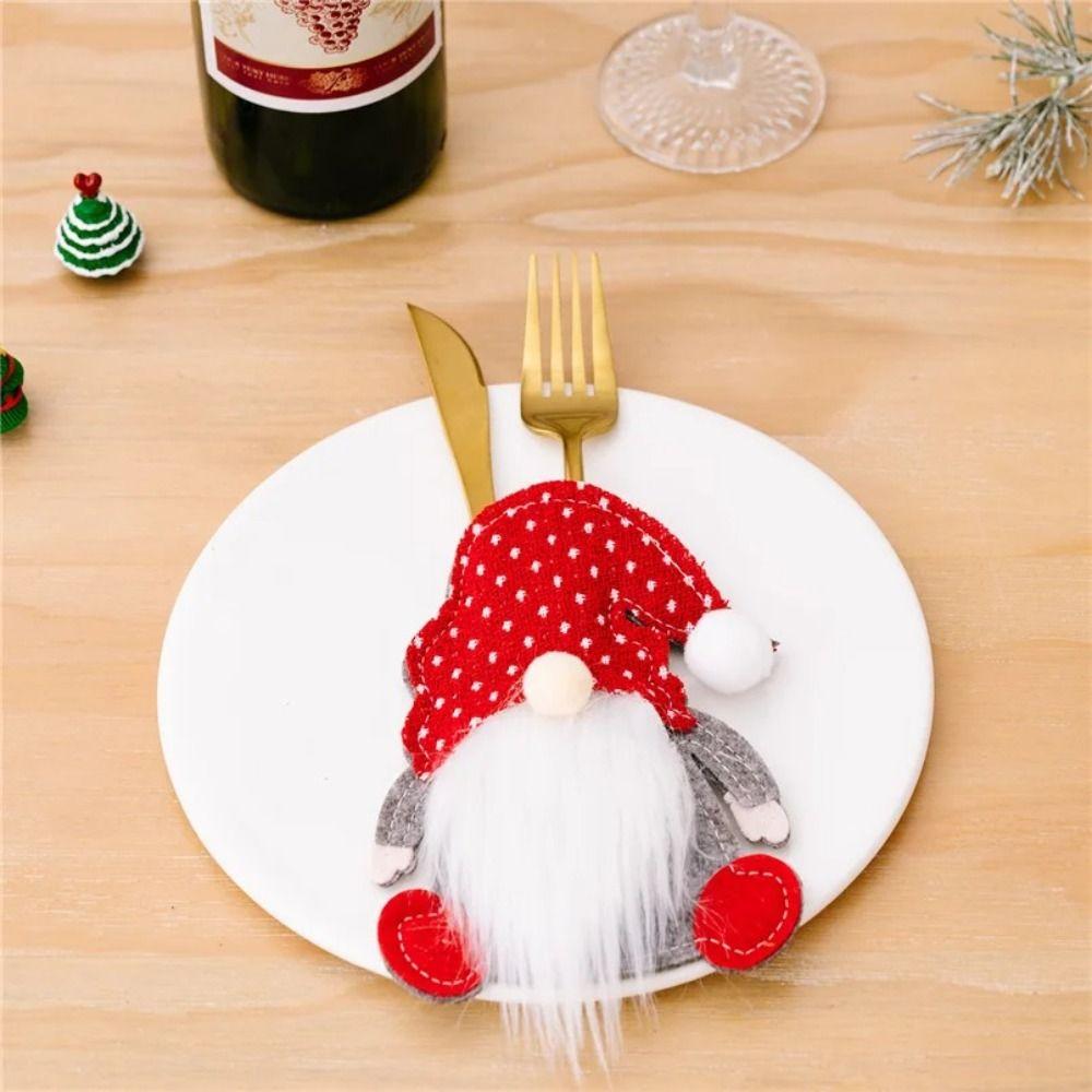 1/4PCS Santa Claus Christmas Tableware Bag Christmas New Year Christmas Tableware Holder