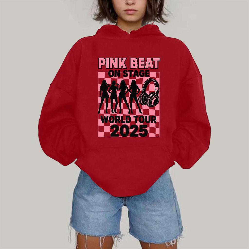 Damen Modisches Lässiges Kapuzen-Langarm-Sweatshirt mit Aufdruck