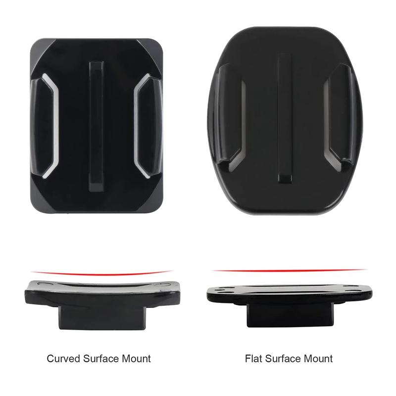 Plakbare Helmbevestiging Vlakke & Gebogen Basis met 3M Waterdichte Tape, Actiecamera Dashboard Plakbevestiging voor GoPro Hero 13 12