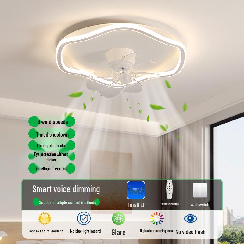 Ventilator de tavan silențios cu lumină pentru dormitor și camera copiilor, design modern minimalist, iluminare prietenoasă cu ochii și reglabilă