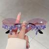 New European and American borderless diamond-encrusted angel tears sunglasses Spice Girls street shooting cool personality funny sunglasses