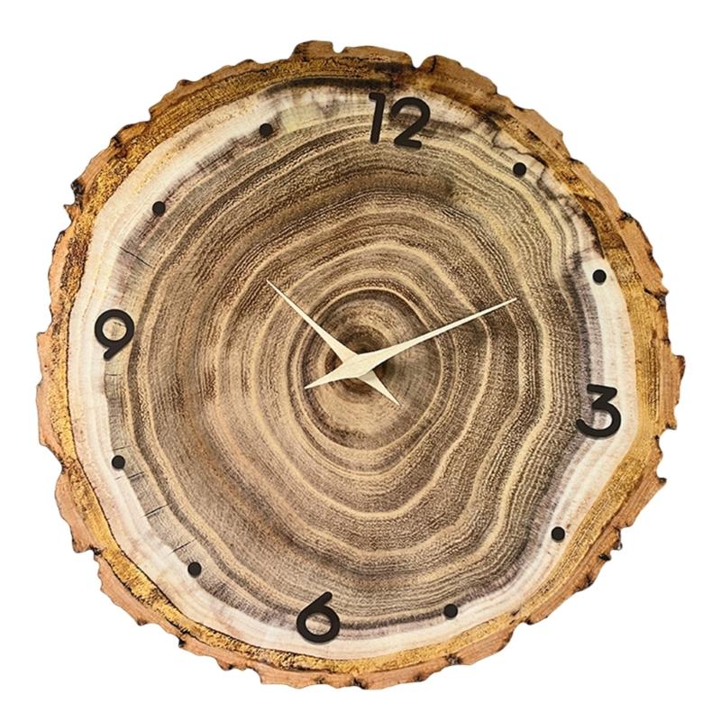 

Farmhouses Wood Grains Annual Rings Wall Clock Quiet Quartzs No Ticking Battery Operated for Living Room Office Decors
