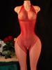 S Women'S Sexy Lingerie Rhinestone Halter V Neck Bodysuit Fishnet Hollow Out Jumpsuit Sexy Crotchless Night Party Underwear