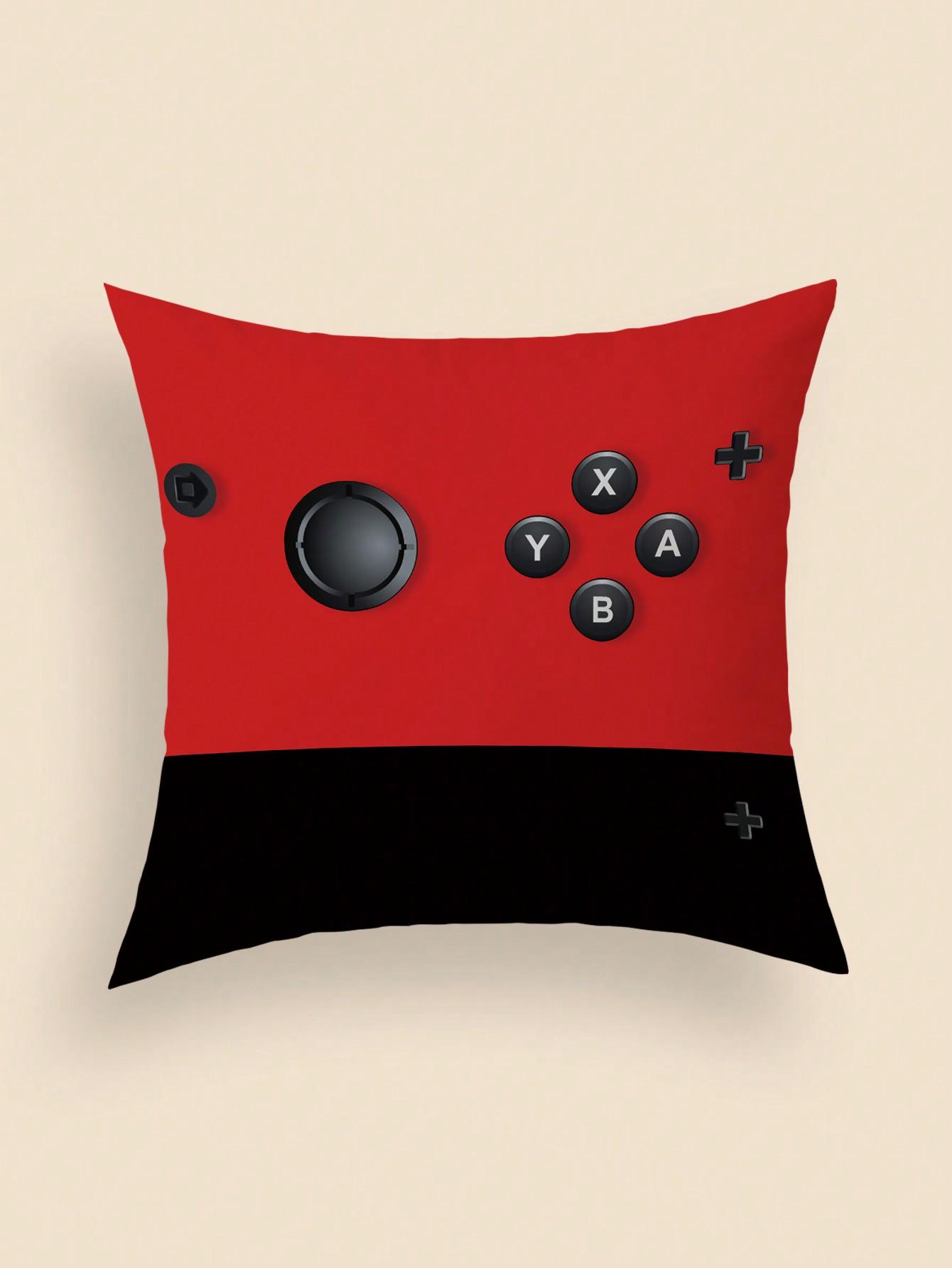 Game Controller Pillowcase Gamer Cushion Cover Red Blue Joystick Decor Video Game Room Accent Geek Gift 40x40 cm