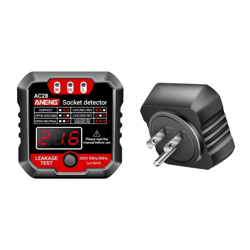 

ANENG AC28 Socket Detector US/EU Universal Battery Tester Checker Test Power Socker LCD Voltage Tester Phase Meter Detector Tool