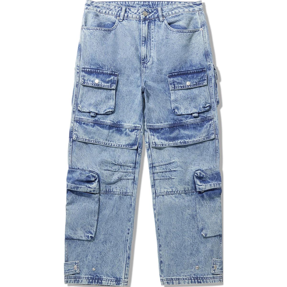 

Li-Ning Washed Vintage Mid-Rise Comfortable Breathable Versatile Straight-Leg Jeans Men jeans Light-Blue AJQU019-2 M