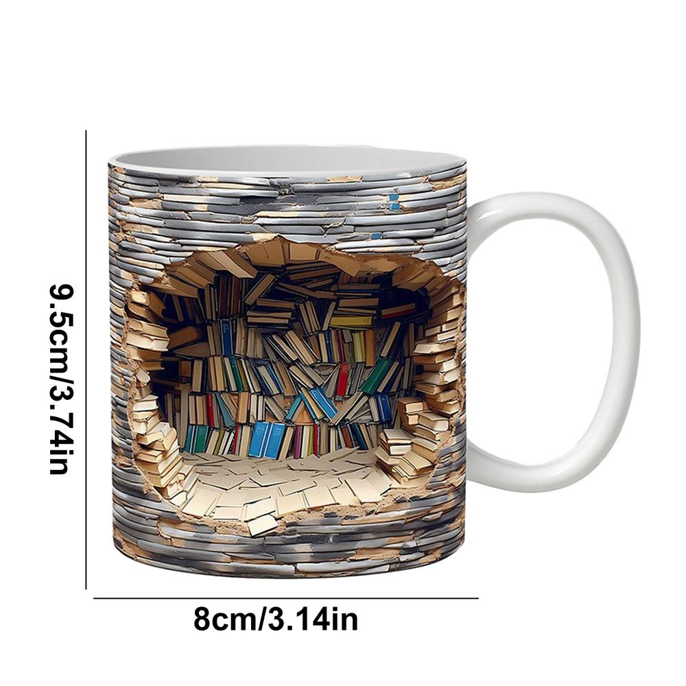 350ml 3D Bookshelf Mug Funny Ceramic Mug for Book Lovers Multi-Purpose Ceramic Cup Water Cup Home Tea Milk Cups Conainers