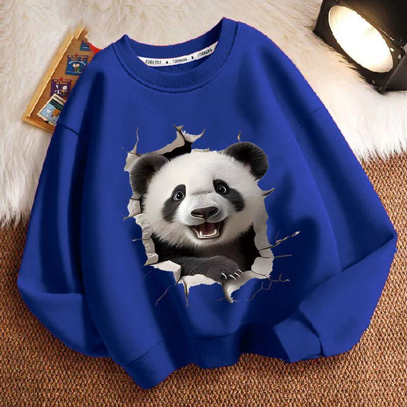 Niedliche Panda-Hoodies für Kinder, lässige langärmlige Rundhals-Hoodies für Jungen und Mädchen im Herbst und Winter