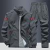 Spring and Autumn Leisure Sports Set Composite Polyester School Uniform Team Clothing Running Stand Up Collar Cardigan Two Piece Set for Men