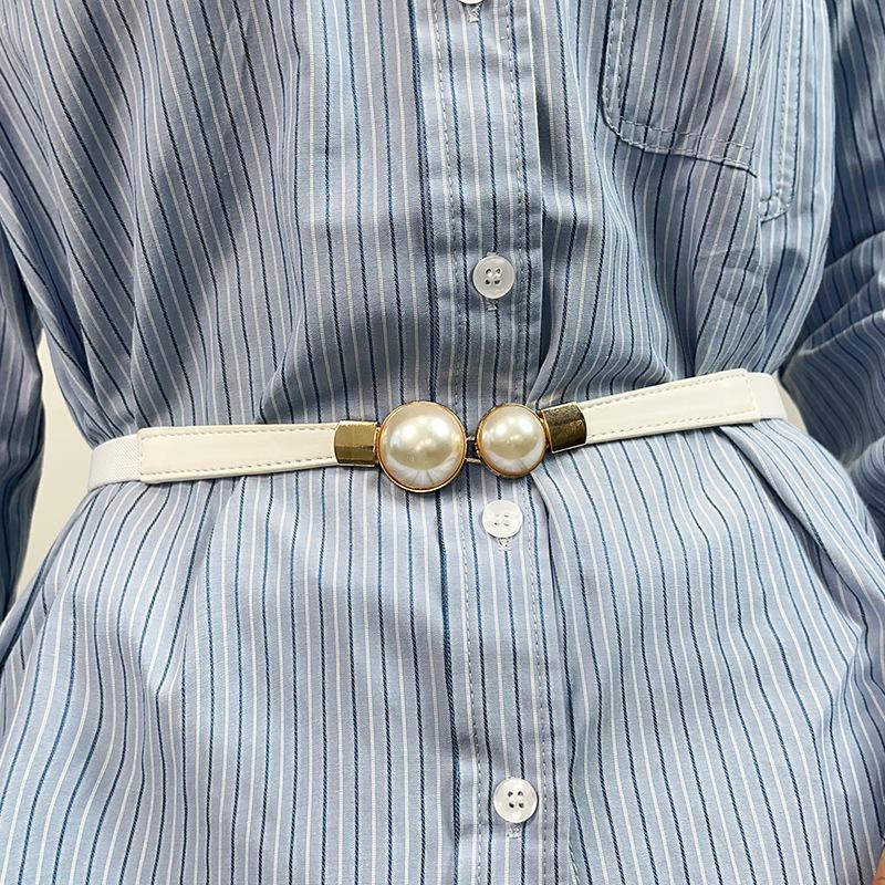 Belt On Pearl Buckle Skirt Women'S Coat Trendy Dress Elastic Elastic Waist Seal