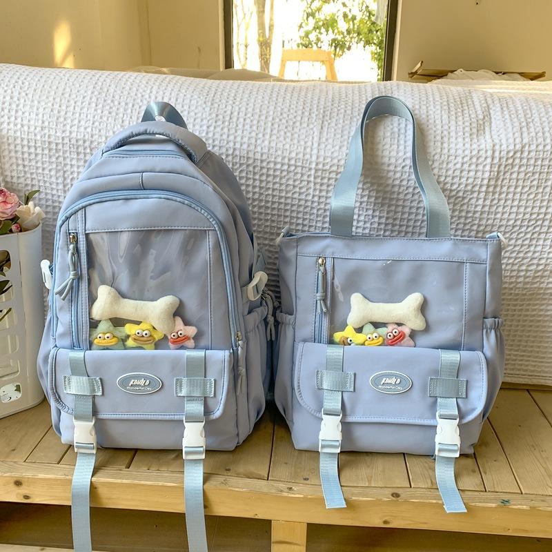 Schoolbag student schoolbag Japanese two-dimensional transparent pain bag Campus girl versatile transparent doll bag Middle school primary school girl