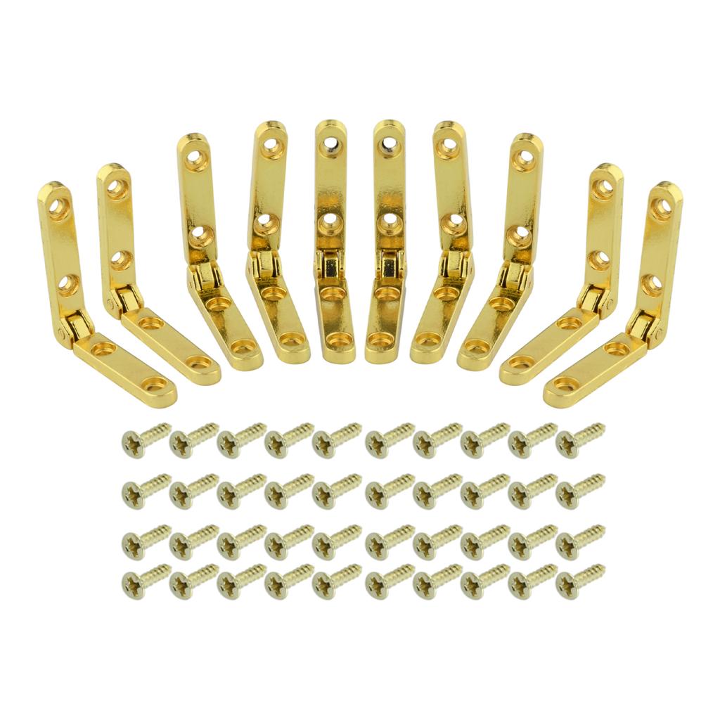 10 Pcs Small Hinges Jewelry Wooden Box Chest Case Hinges 90 Degree Folding Hinge Wooden Box Accessories Zinc Alloy with Screws