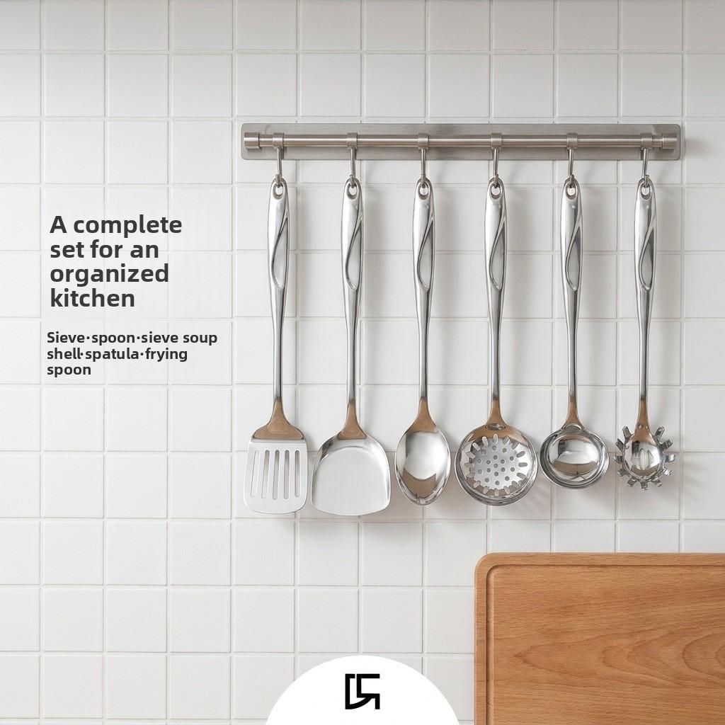 Stainless Steel Kitchen Utensils With Wall Mount For Durable Cooking And Storage