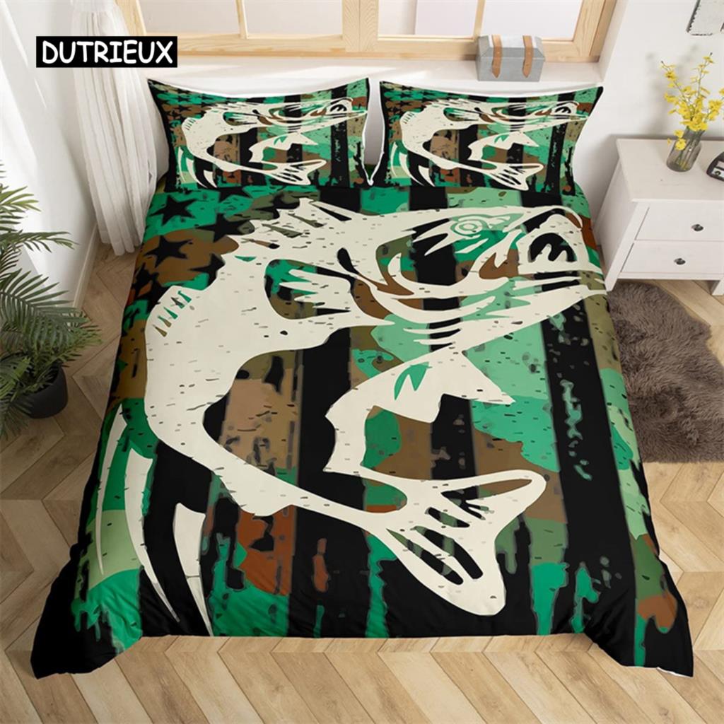 Marlin Schwertfisch Bettbezug Kawaii Marine Leben Bettwäsche Set Mikrofaser Ozean Thema Big Pike Fisch Quilt Abdeckung Einzel Twin King