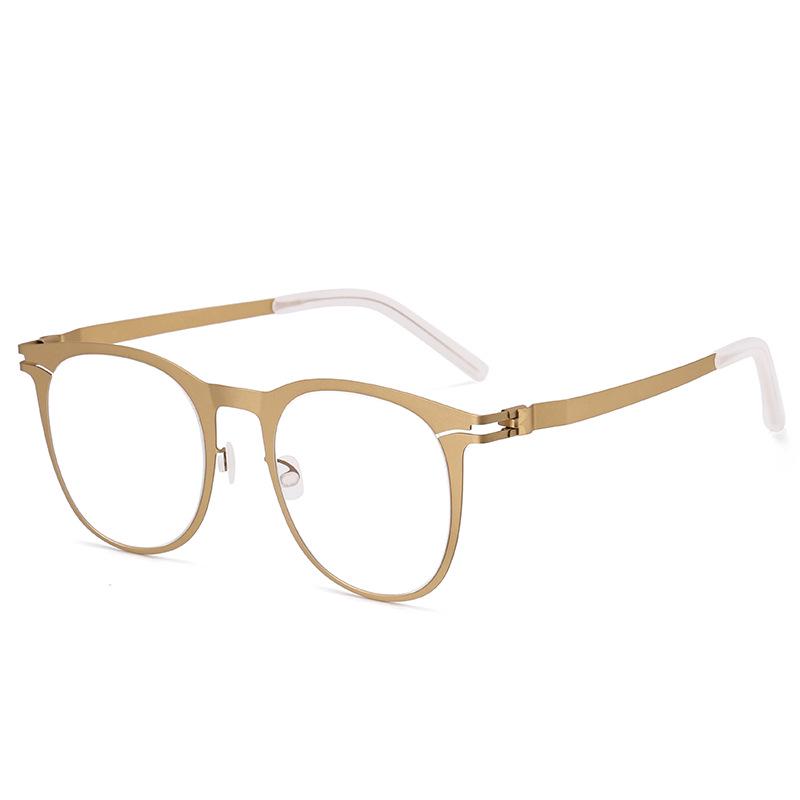 Myopia Screwless Lightweight Glasses with Adjustable Nose Pads and Thin Steel Business Frame